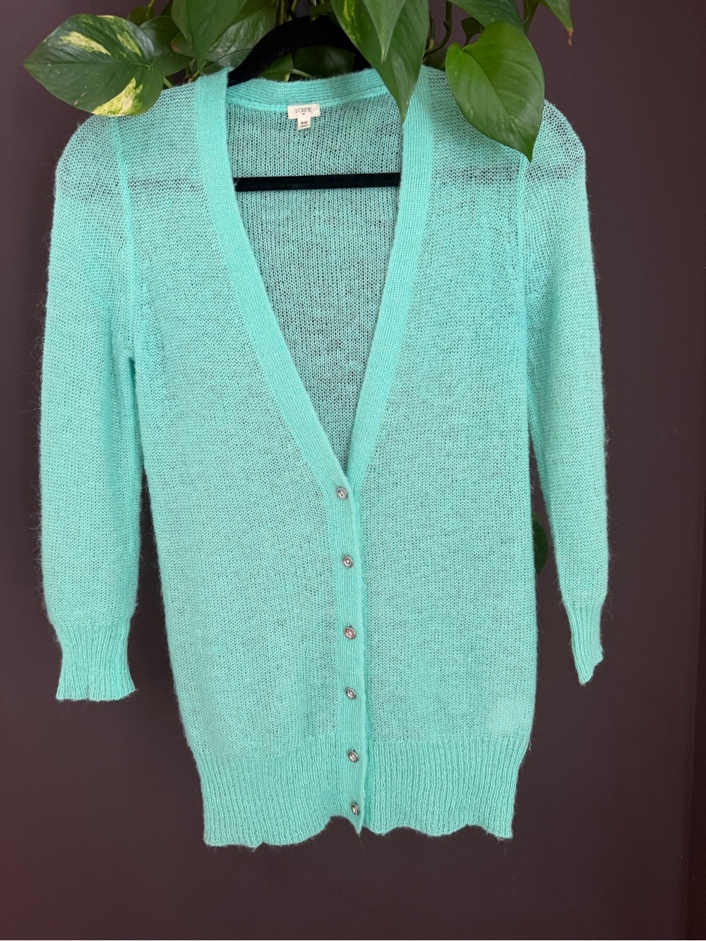 J. Crew Mint Green Lightweight Button-Front Cardigan